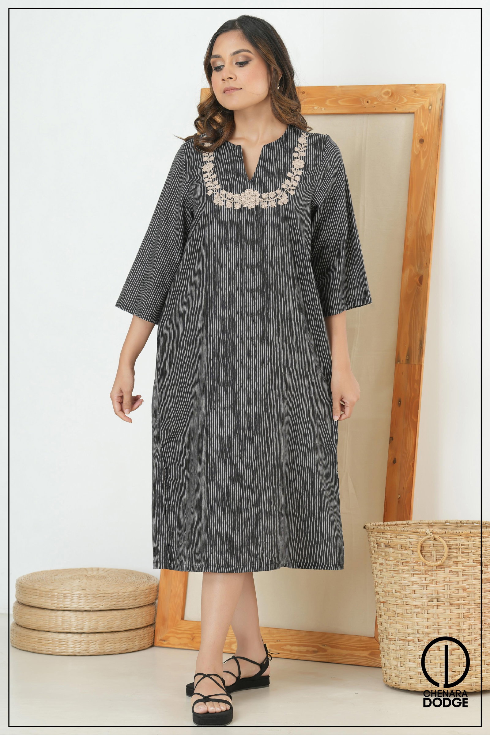 Luna Boho Patchwork Midi Dress